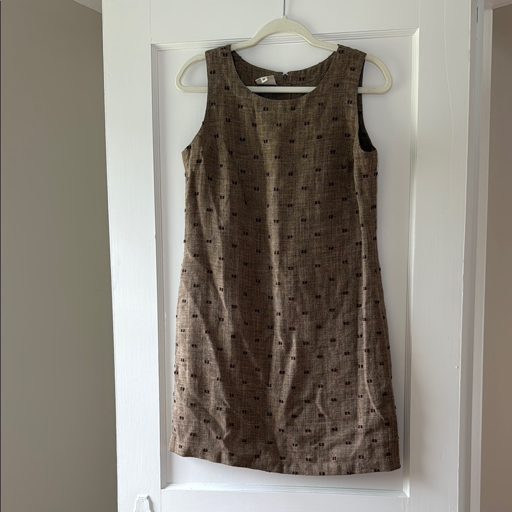 Vintage Brown Sleeveless Shift Dress